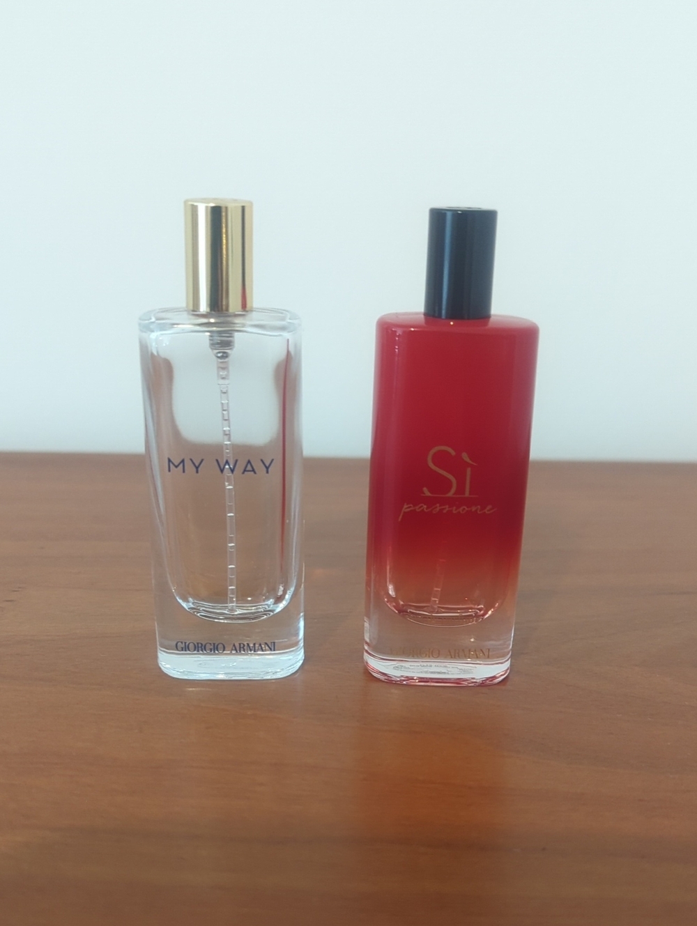 Giorgio Armani My Way & Sì Duo Bottle Bundle. Empty Perfume Bottles Decor